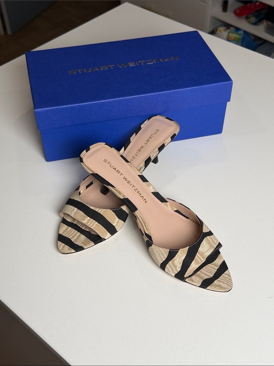 Stuart Weitzman Shoes - Brand New Stuart Weitzman Zebra Print Lexington Mule 50 Kitten Heel